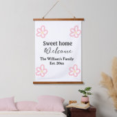 Welkom zoete thuis voeg familienaam jaar Est. Teks Hangend Wandkleed (Slaapkamer)