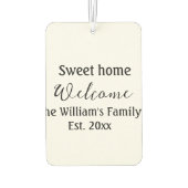 Welkom zoete thuis voeg familienaam jaar Est. Teks Luchtverfrisser (Achterkant)