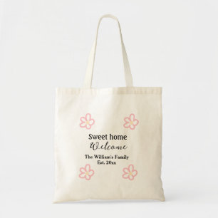 Welkom zoete thuis voeg familienaam jaar Est. Teks Tote Bag