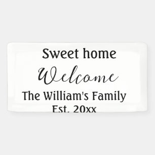 Welkom zoete thuis voeg familienaam jaar opgericht spandoek