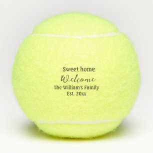 Welkom zoete thuis voeg familienaam jaar Toegevoeg Tennisballen