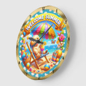 Welkom Zomer Hond Strand Fun Grote Klok (Hoek)