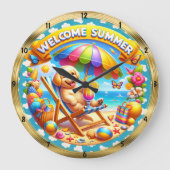 Welkom Zomer Hond Strand Fun Grote Klok (Voorkant)