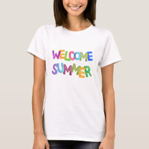 welkom zomer kleurrijke vakantie typografie t-shirt