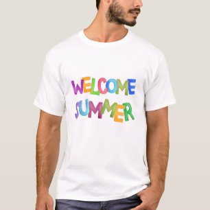 Welkom zomer kleurrijke vakantie typografie t-shirt