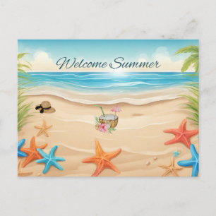 Welkom Zomer Tropisch Strand, Zeester Briefkaart