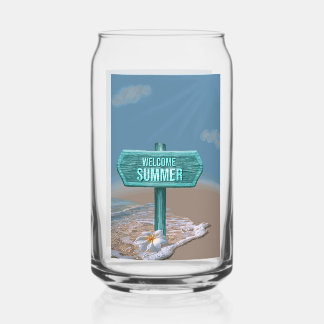 Welkom Zomer Vector Tekening Blikvorm Glas
