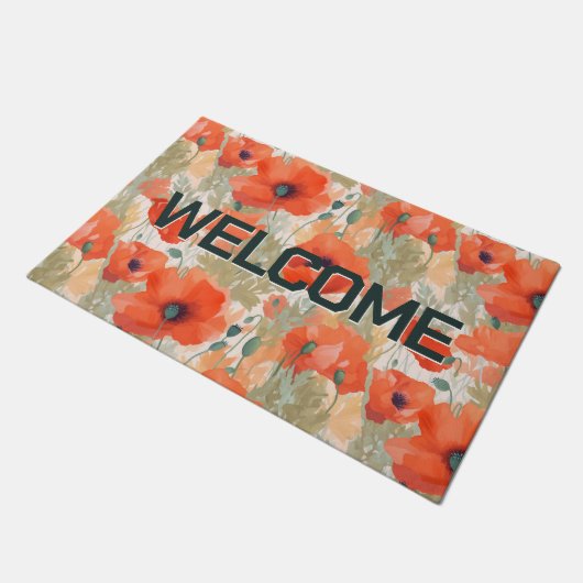 Welkom zomeroppies deurmat (Schuin)