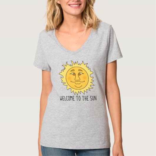 Welkom Zon Dames Basic V-Neck T-Shirt (Voorkant)
