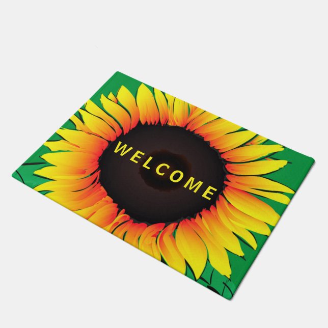 Welkom zonnebloem Doormat Deurmat (Schuin)