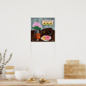 Welkom, zonnebloemen, Donuts en koffie Poster (Keuken)