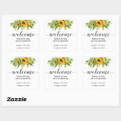 Welkom zonnebloemen vierkante sticker (Vel)