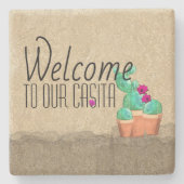 WELKOM Zuidwest Cactus Dubbelzijdig Ontwerp Stenen Onderzetter (Voorkant)