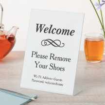 Welkom, zwart en wit. Verwijder de schoenen