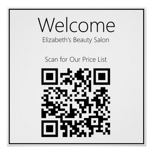 Welkom Zwart-wit Business Scan QR Code Perfect Poster (Voorkant)