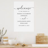 Welkom zwart-wit, eenvoudig script bruiloft poster (Keuken)