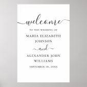 Welkom zwart-wit, eenvoudig script bruiloft poster (Voorkant)