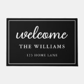 Welkom Zwart-wit familienaam gepersonaliseerd Deurmat (Voorkant)