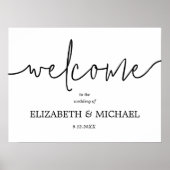Welkom zwart-wit kalligrafie bruiloft poster (Voorkant)