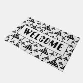 Welkom Zwart Wit Kerstboom Patroon Deurmat (Schuin)