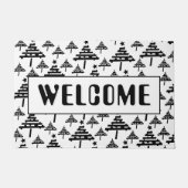 Welkom Zwart Wit Kerstboom Patroon Deurmat (Voorkant)