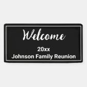 Welkom Zwart-wit Naam Familiereünie Spandoek (Horizontaal)