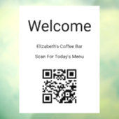 Welkom Zwart Wit Scan QR Code voor Menukaart Sjabl Raamsticker (Vel 3)