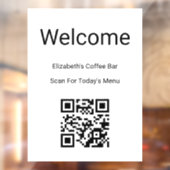 Welkom Zwart Wit Scan QR Code voor Menukaart Sjabl Raamsticker (Vel 2)