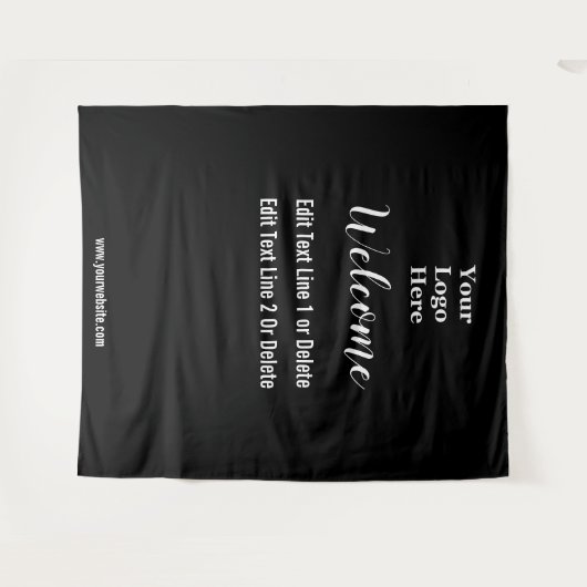 Welkom Zwart Wit Zakelijk Logo Tekst Sjabloon Wandkleed (Voorkant (horizontaal))