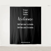 Welkom Zwart Wit Zakelijk Logo Tekst Sjabloon Wandkleed (Voorkant)