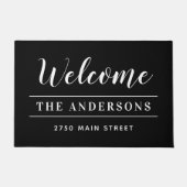 Welkom, zwarte en witte persoonlijke familienaam deurmat (Voorkant)