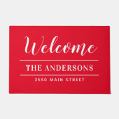 Welkom, zwarte en witte persoonlijke familienaam deurmat (Voorkant)