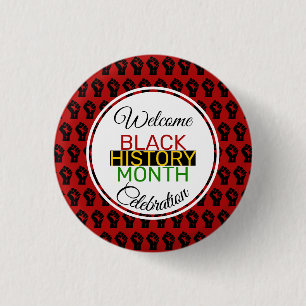 WELKOM ZWARTE GESCHIEDENIS MAAND VIERING BHM RONDE BUTTON 3,2 CM