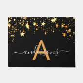 Welkom zwarte gouden sterren die het familiemonogr deurmat (Voorkant)