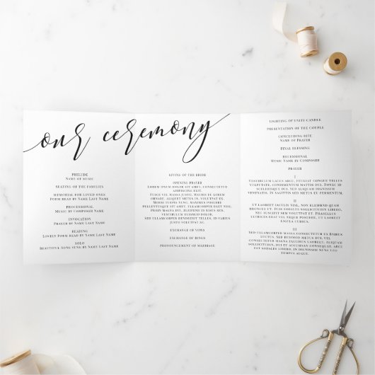 Welkom zwarte kalligrafie Foto bruiloft Drieluik Programma (Binnen)