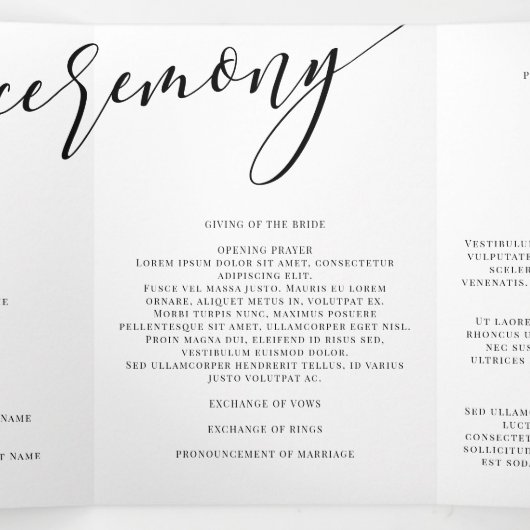 Welkom zwarte kalligrafie Foto bruiloft Drieluik Programma (Binnenkant midden)