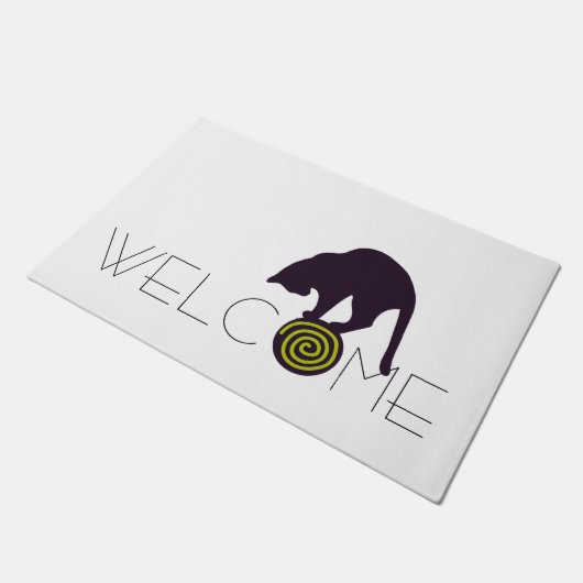 Welkom zwarte kat Doormat Deurmat (Schuin)