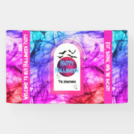 Welkom Zwarte Paarse Volle Maan Vleermuizen Happy  Spandoek