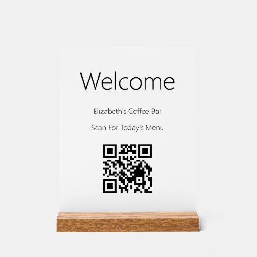 Welkom, zwarte witte scancode QR voor menuSjabloon Acryl Bord (Voorkant)