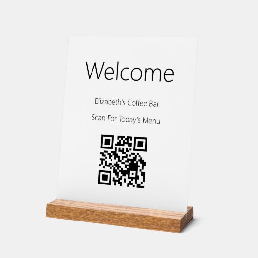 Welkom, zwarte witte scancode QR voor menuSjabloon Acryl Bord (Hoek)