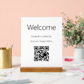 Welkom, zwarte witte scancode QR voor menuSjabloon Acryl Bord (Huwelijk)