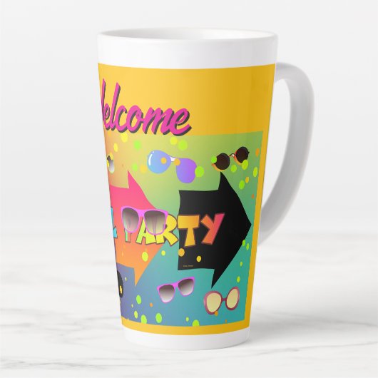 Welkom Zwembad Feest Geel Latte Mok (Rechterhoek)