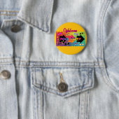 Welkom Zwembadfeestje Geel Ronde Button 5,7 Cm (In situ)