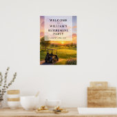 Welkombord Golfkar Uitdiensttreding Feest Poster (Keuken)