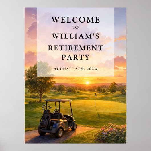 Welkombord Golfkar Uitdiensttreding Feest Poster (Voorkant)
