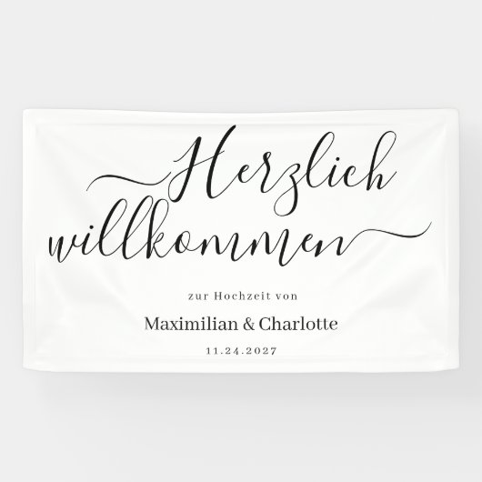 Welkombord Huwelijk Modern Minimalistisch Spandoek (Horizontaal)