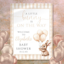 Welkombord neutrale baby shower met Konijn