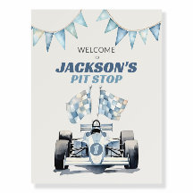Welkombord voor 1e verjaardag jongen met raceauto