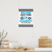 Welkombord voor 2e verjaardag van Blue Racecar Boy Poster (Keuken)