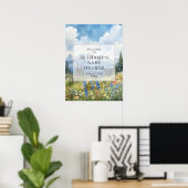 Welkombord voor baby shower met bergbloemenweide poster (Thuiskantoor)